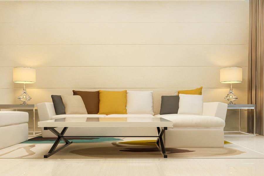 Warm living room lit by smart switches